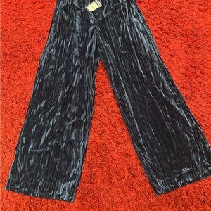 Free People Velvet Wide-Leg Pants in Blue